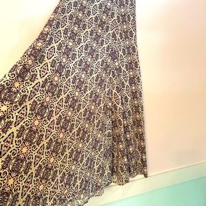 LulaRoe Medium Maxi Skirt Pink Black Burgundy Boho